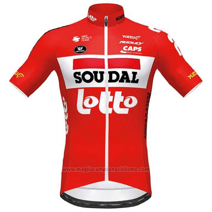 2020 Abbigliamento Ciclismo Lotto Soudal Rosso Manica Corta e Salopette